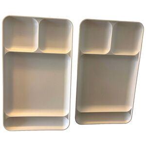 Tupperware Ivory Divided Trays Set Of 2 Lunch TV Dinner Camping - #1535-7